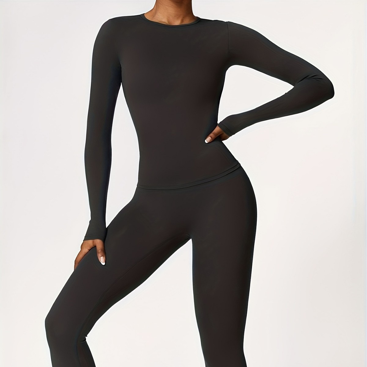 Yoga Fitness Usa - بدلة يوجا ضيقة ذات أكمام طويلة