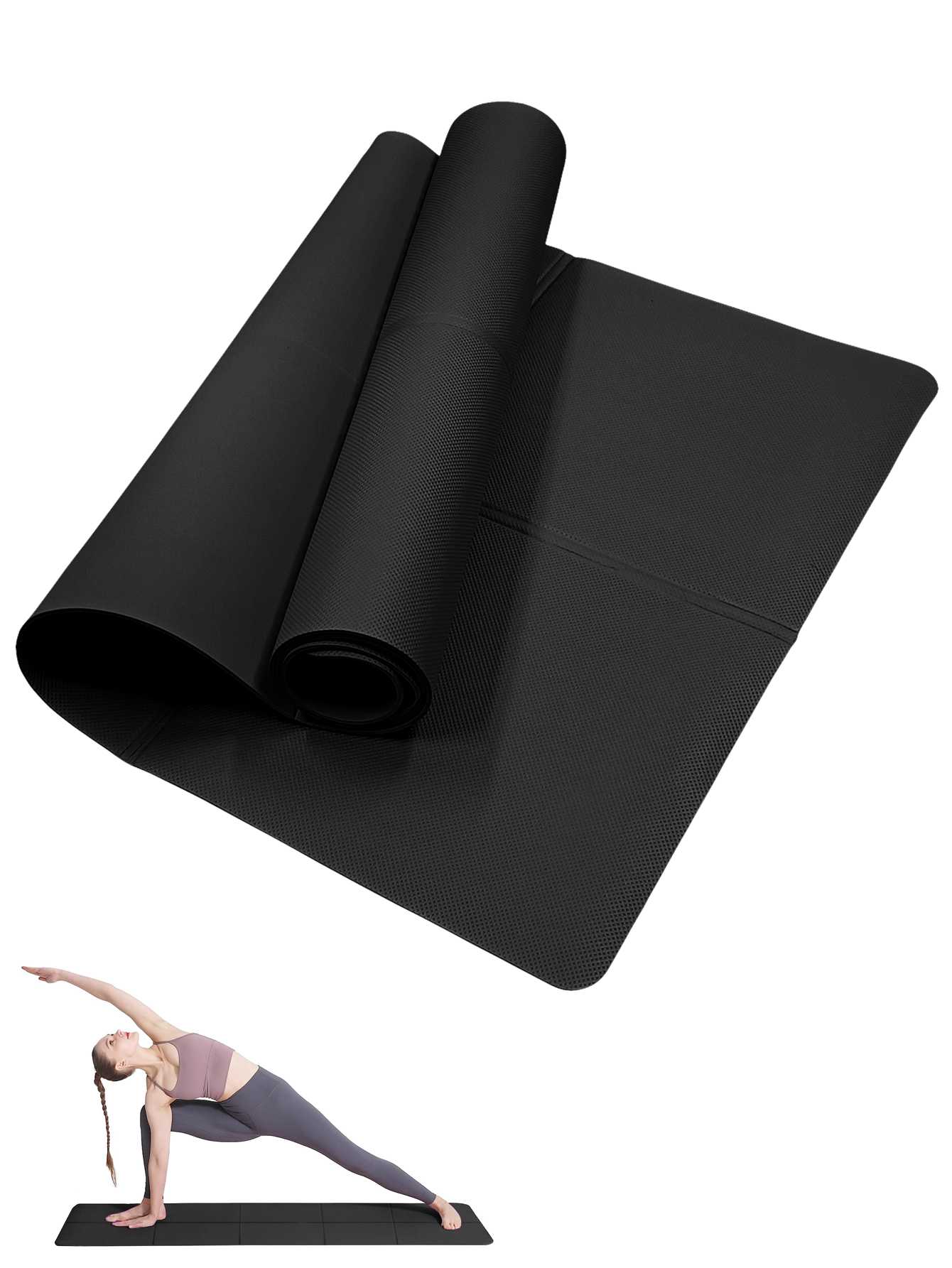 Thick Yoga Mat - طوي اليوغا حصيرة سوداء صديقة للبيئة