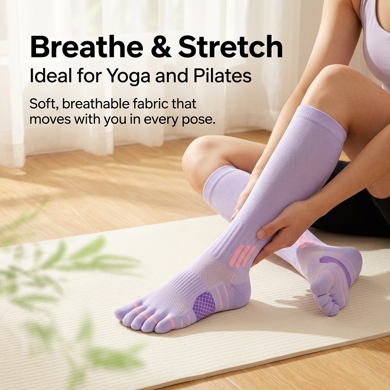 1/6 أزواج من الجوارب الطويلة ا - مراجعة Yoga Fitness Usa وسعره