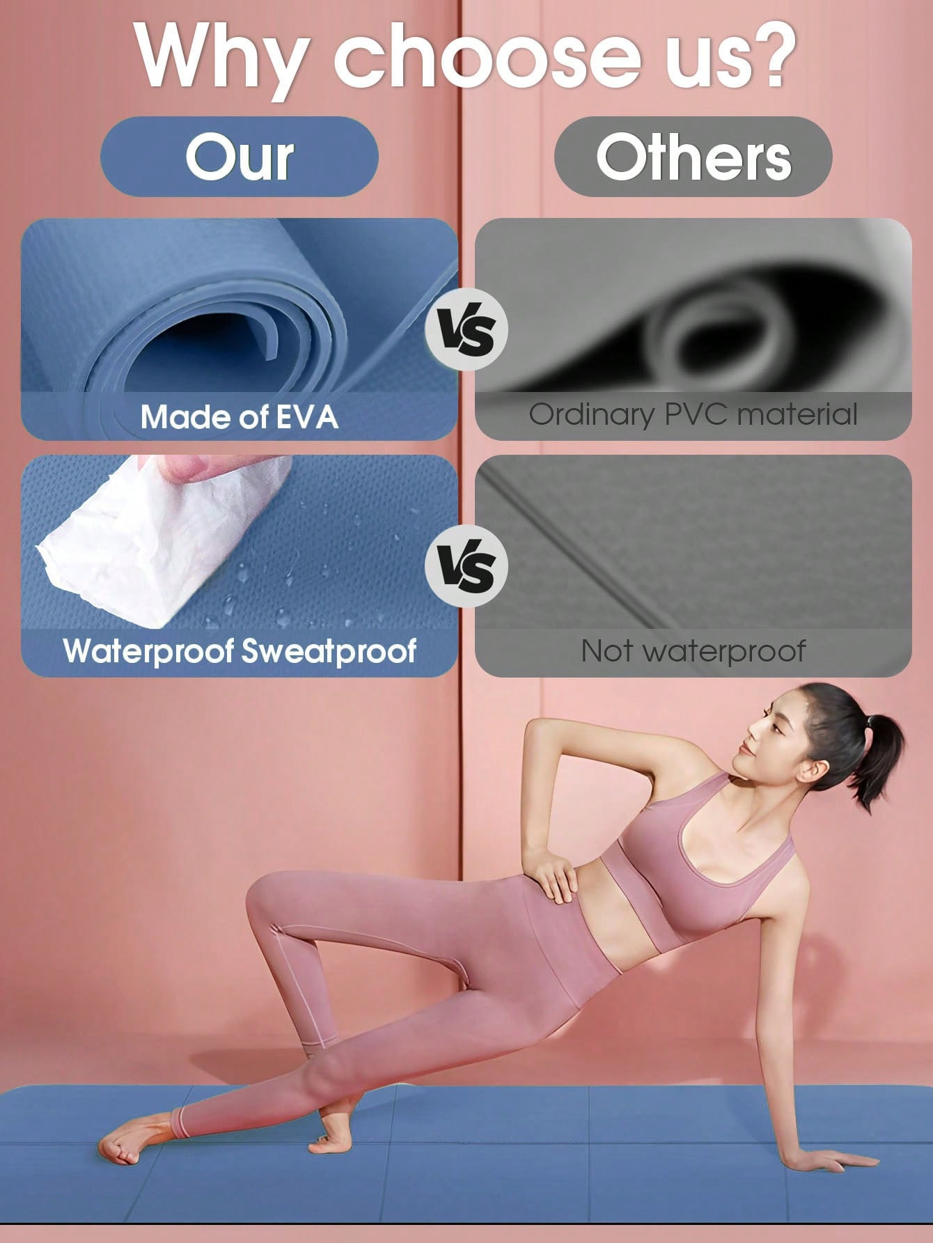 طوي اليوغا حصيرة الأزرق الداكن - مراجعة Thick Yoga Mat وسعره